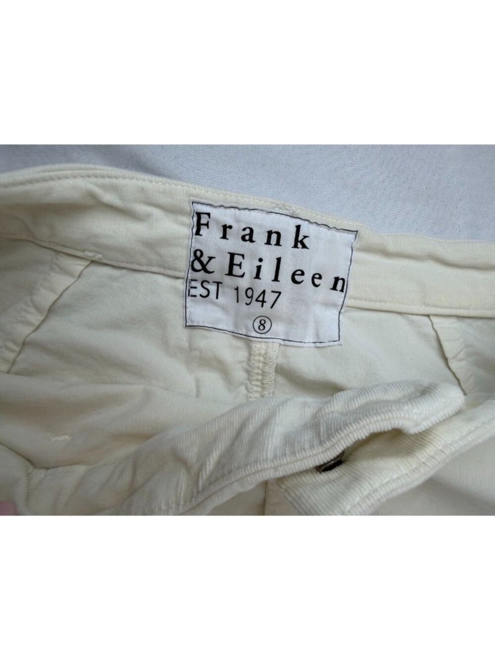 Frank & Eileen Pants Kinsale Straight Crop Light Micro Corduroy OFF WHITE 8 - Picture 4 of 8